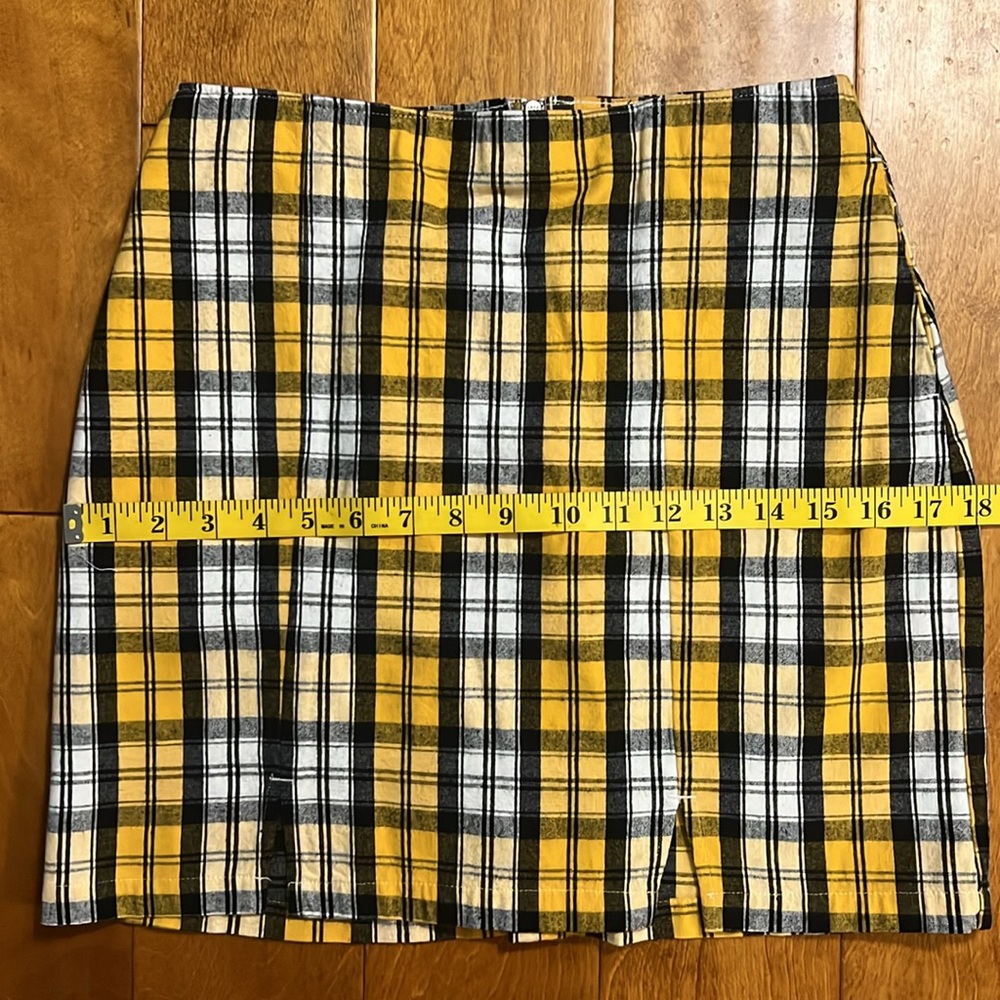 Hollister Yellow Plaid Pencil Mini Skirt Size Small Y2K Clueless Preppy Twee - Picture 9 of 11